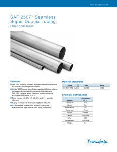 SAF 2507™ Seamless Super Duplex Tubing, Fractional Sizes (MS
