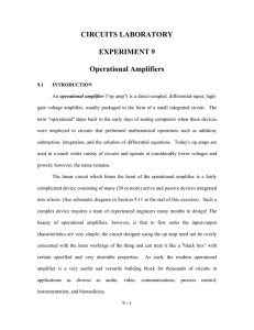 CIRCUITS LABORATORY EXPERIMENT 9 Operational Amplifiers