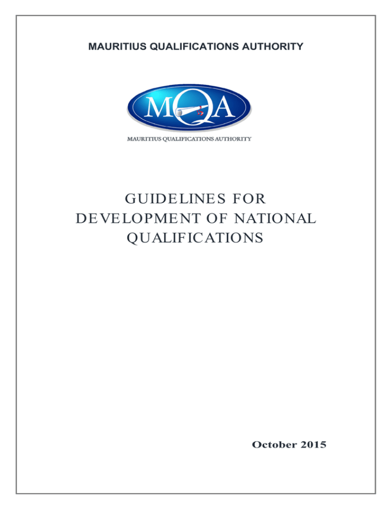 guidelines for development of national qualifications