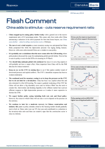 Flash Comment: China adds to stimulus – cuts reserve requirement
