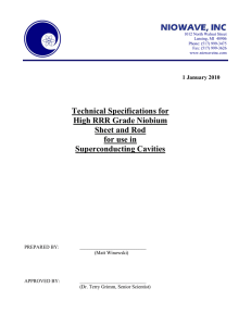 Technical Specifications for High RRR Grade Niobium