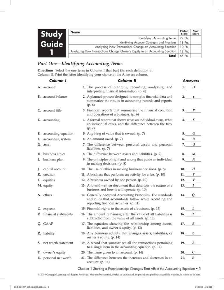 chapter 8 accounting study guide answers