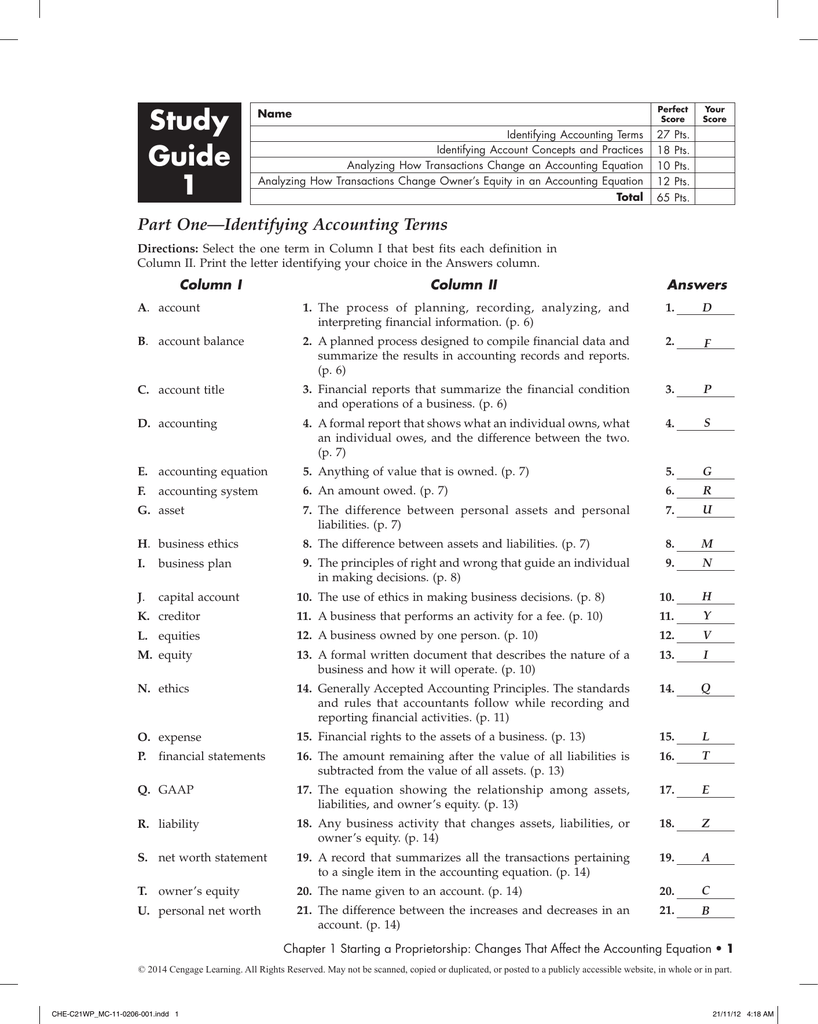 Century 21 Accounting Chapter 4 Study Guide Answers Study Poster