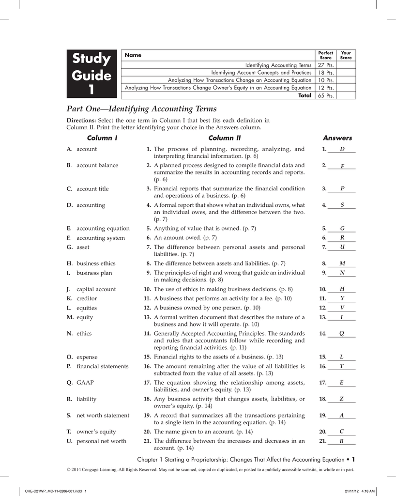 Accounting Equation Exercises