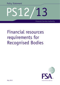 PS 12/13: Financial resources requirements for