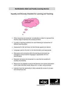 Equality and Diversity Checklist for Teaching and Learning