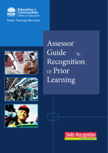 Assessor Guide to Recognition of Prior Learning