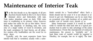 Maintenance of Interior Teak F
