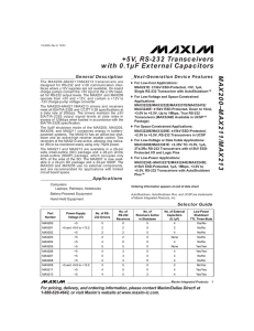 MAX200–MAX211/MAX213 +5V, RS-232 Transceivers with 0.1µF