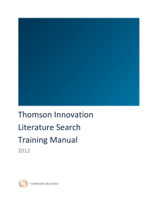 Thomson Innovation Literature Search Training Manual