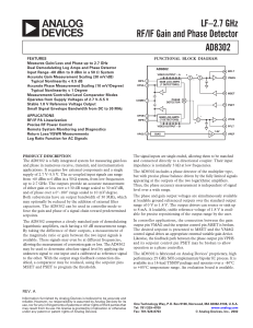 AD8302 LF–2.7 GHz RF/IF Gain and Phase Detector