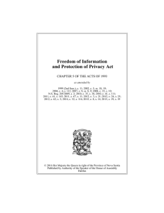 Freedom of Information and Protection of Privacy Act