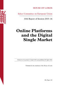 Online Platforms and the Digital Single Market