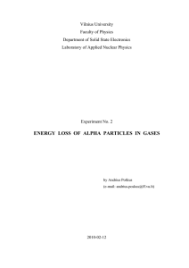 Experiment No. 2. Energy loss of alpha particles in gases