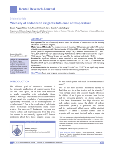 Viscosity of endodontic irrigants: Infl uence of temperature