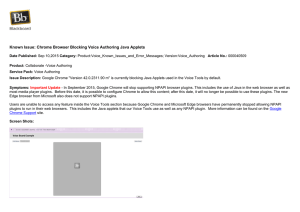 Known Issue: Chrome Browser Blocking Voice Authoring Java Applets