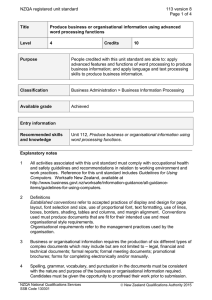 NZQA registered unit standard 113 version 8 Page 1 of 4 Title