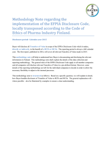 Methodology Note regarding the implementation of the EFPIA