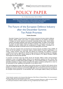 The Future of the European Defence Industry after the December