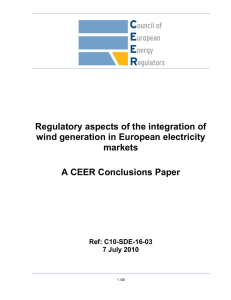 Regulatory aspects of the integration of wind generation in