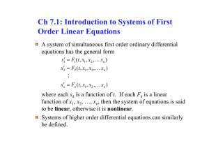 Ch 7.1: Introduction to Systems of First Order Linear Equations