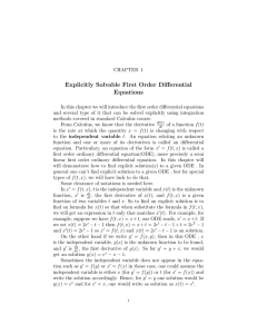 Explicitly Solvable First Order Differential Equations