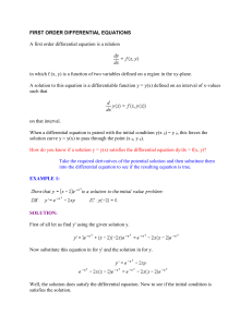 FIRST ORDER DIFFERENTIAL EQUATIONS A first order differential