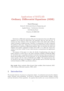 Applications of MATLAB: Ordinary Differential Equations (ODE)