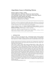 Algorithmic Issues in Modeling Motion