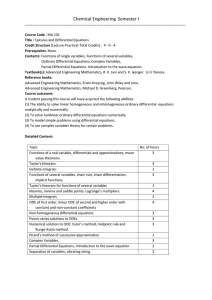 Chemical Engineering Semester I