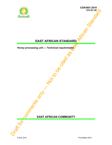 CD-K-667-2010, Honey processing unit — Technical requirements