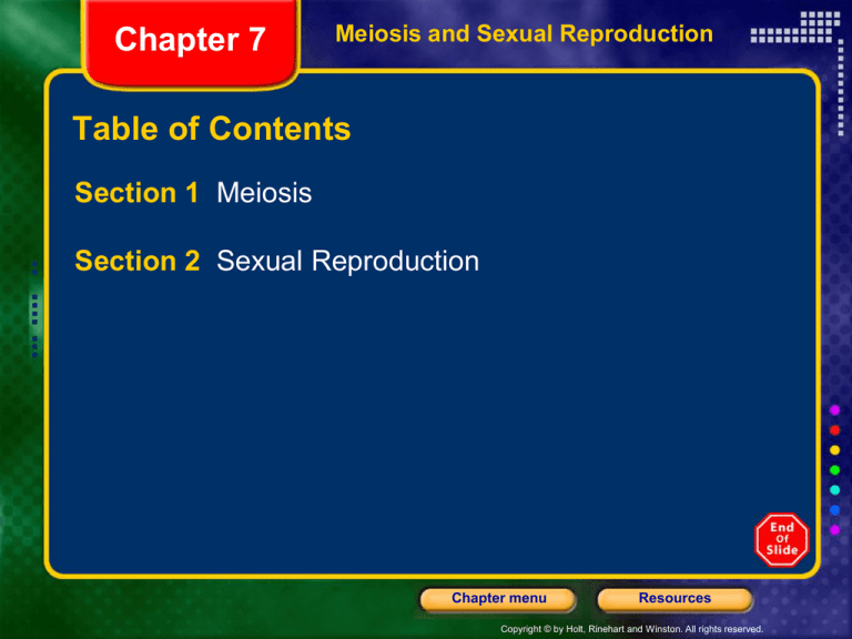 Meiosis And Sexual Reproduction Chapter 7 Printable Worksheet