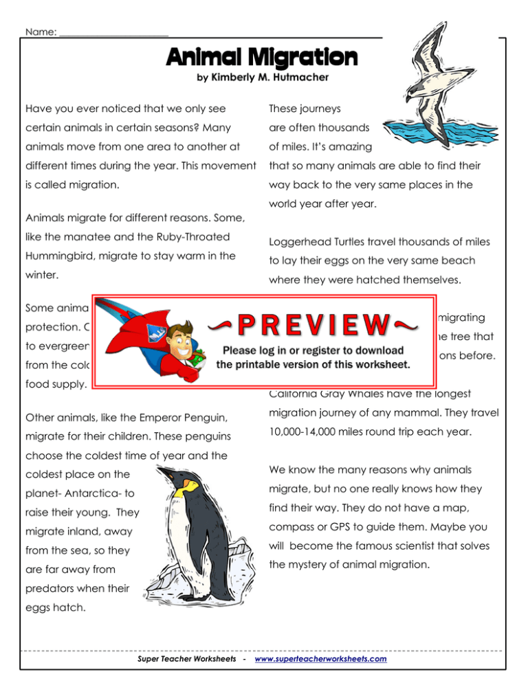 Migration - Super Teacher Worksheets