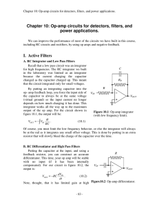 Chapter 10: Op-amp circuits for detectors, filters, and