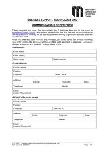 Business support, technology and communications order form