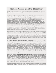 Remote Access Liability Disclaimer