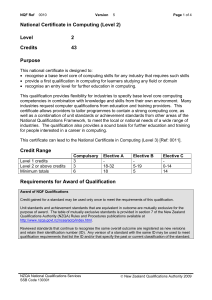 National Certificate in Computing (Level 2) Level 2 Credits 43