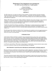 Monitoring of Valve Regulated Lead Acid Batteries