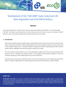 “SLR-1000” Super Long Cycle Life Valve Regulated Lead Acid (VRLA)