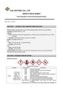 B.B. BATTERY CO., LTD. SAFETY DATA SHEET