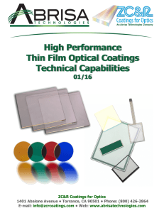 High Performance Thin Film Optical Coatings Technical Capabilities