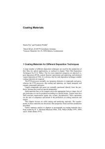 Coating Materials: Deposition Techniques & Requirements