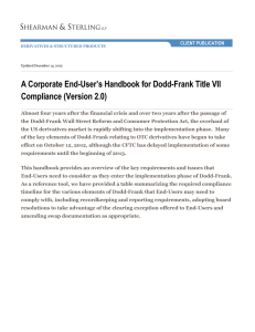 A Corporate End User`s Handbook for Dodd Frank Title