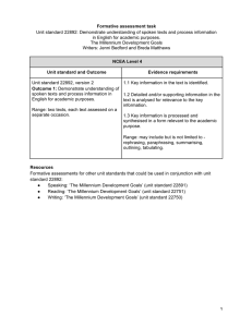 Formative assessment task Unit standard 22892: Demonstrate