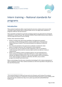 Intern training - National standards for programs
