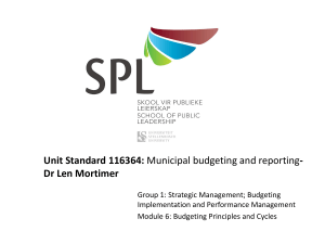 Unit Standard 116364: Municipal budgeting and reporting