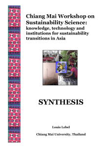 Synthesis Report from the Chiang Mai Workshop on Sustainability