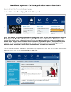 Mecklenburg County Online Application Instruction Guide