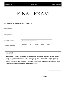 2014 Final Exam and Solutions