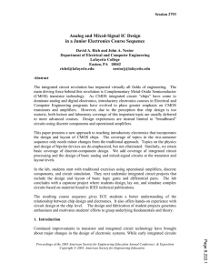 Analog And Mixed Signal Design In A Junior Electronics Course